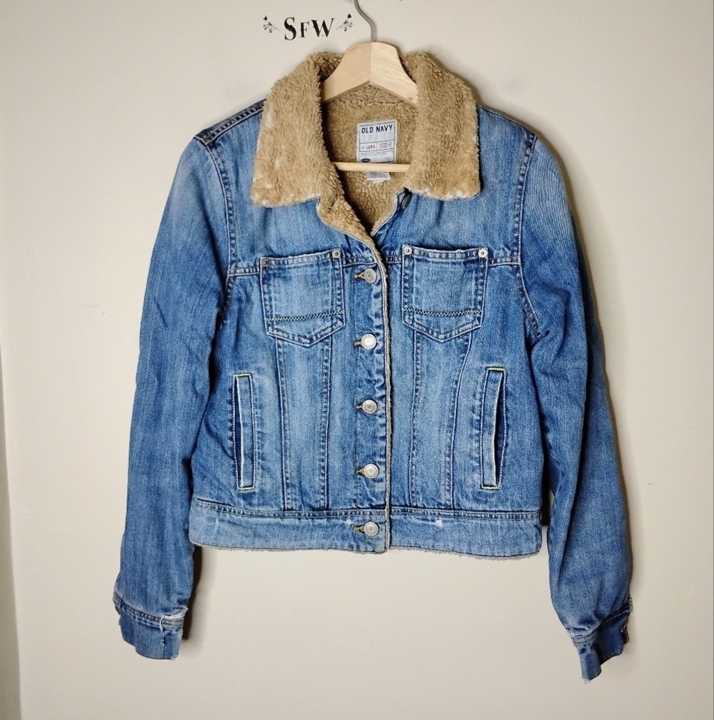Vintage Old Navy Grunge Denim Trucker Jacket - Picture 2 of 16